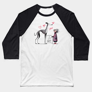 Funny Greyhound and Old Lady Baseball T-Shirt